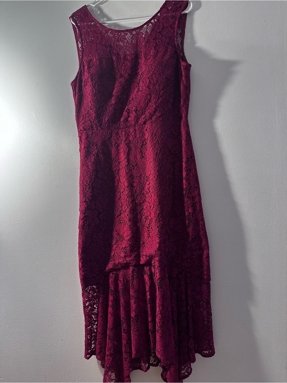 Kensie Burgundy Lace High-Low Dress
